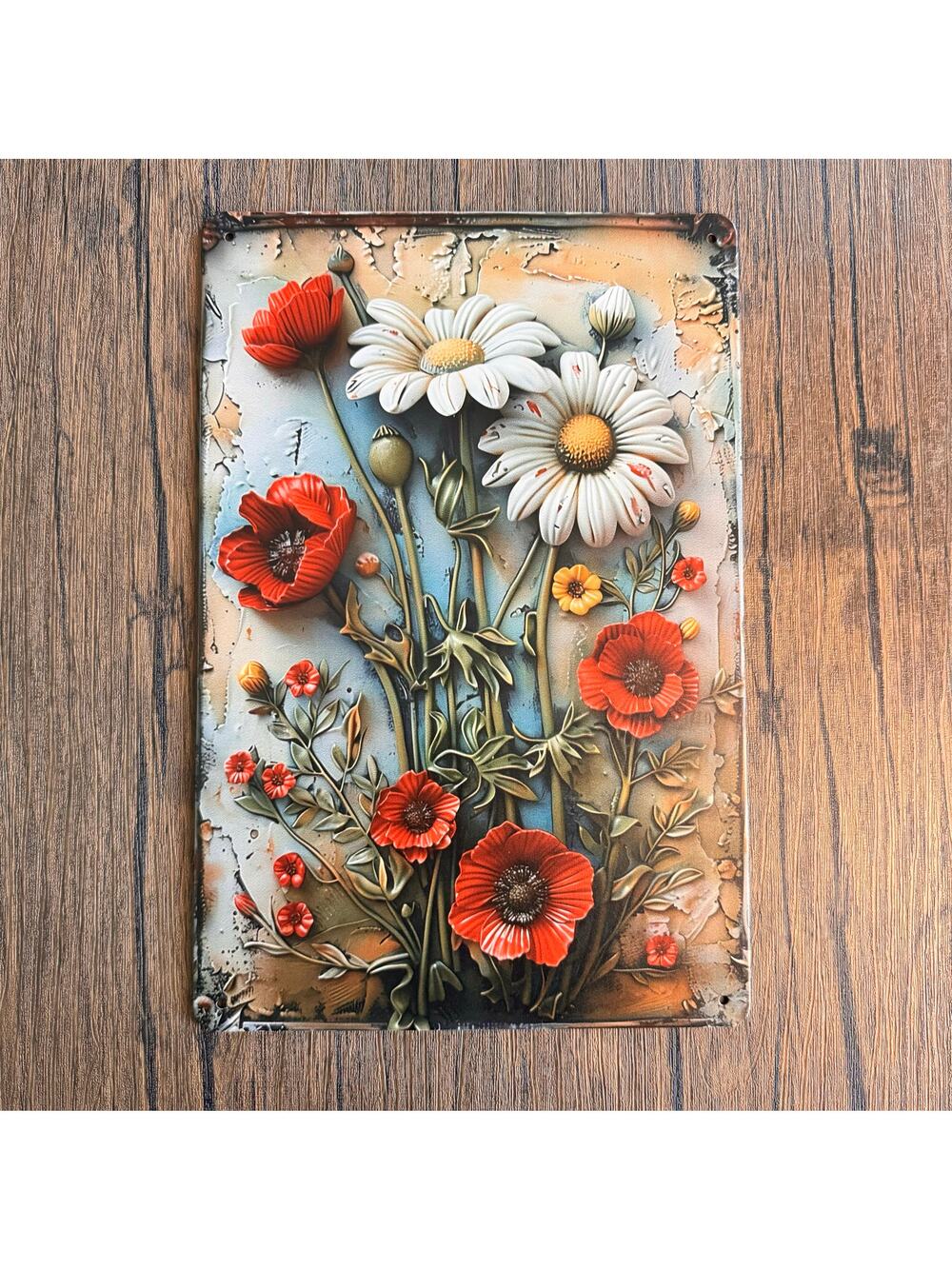 Wall Hanging Sign Metal Sign Flowers Poppy Daisy Daisies Gift NEW FAST SHIP